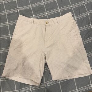 Peter Millar Crown Sport Featherweight Light Tan Seersucker Shorts 36W